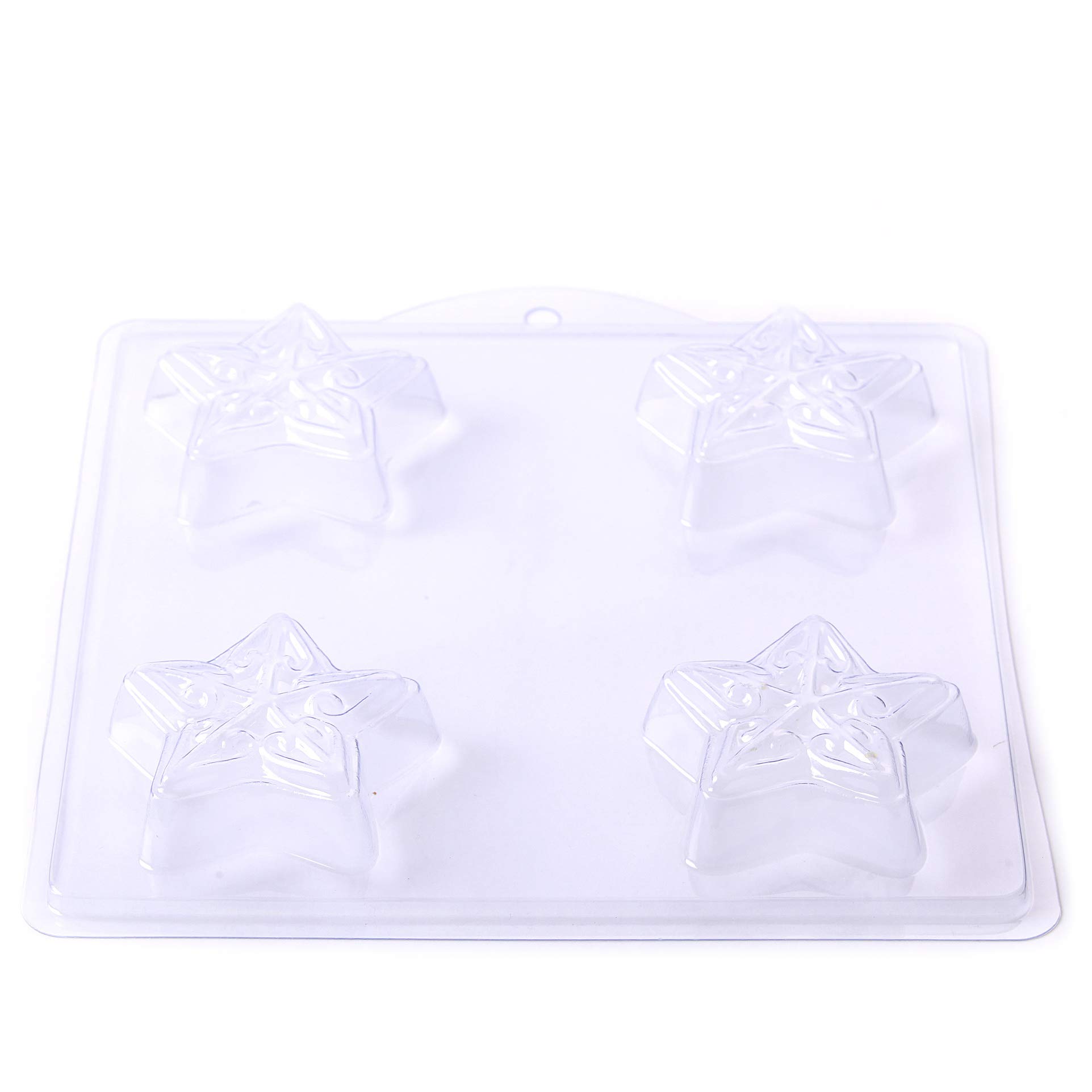 World Of Moulds 4 Cavity Embossed Star Soap/Bath Bomb Mold G08