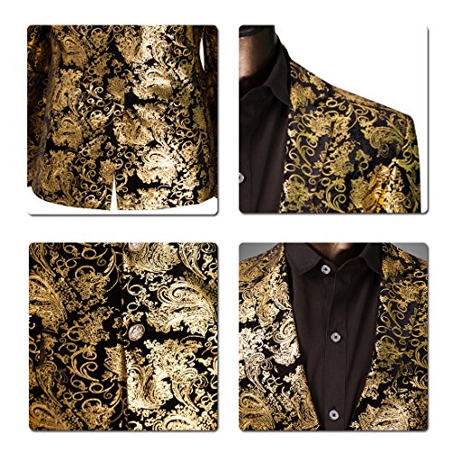 Image of Cloudstyle Men's Dress Floral Suit Notched Lapel Slim Fit Stylish Blazer Dress Suit
