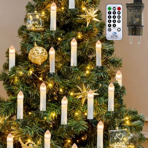 MUSUNIA LED Christbaumkerzen mit Fernbedienung Timer LED Kerzen...