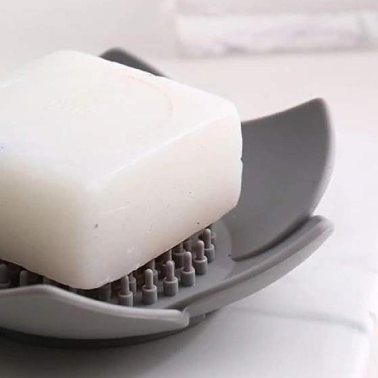 Flower Silicone Soap Dish, Pack of 2 Soap Holder (White & Grey),soap dish suction - Image 3
