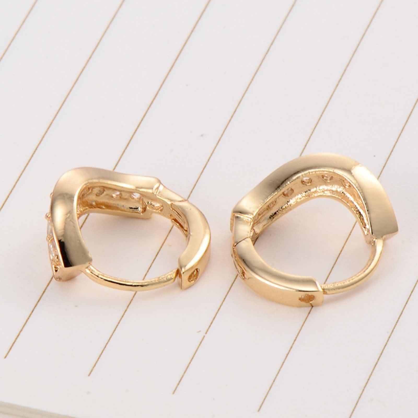 AMDXD Pendientes de aro para mujer de oro amarillo 585 de 14 quilates con moissanita, pendientes de aro de oro Au585 para mujer pequeños