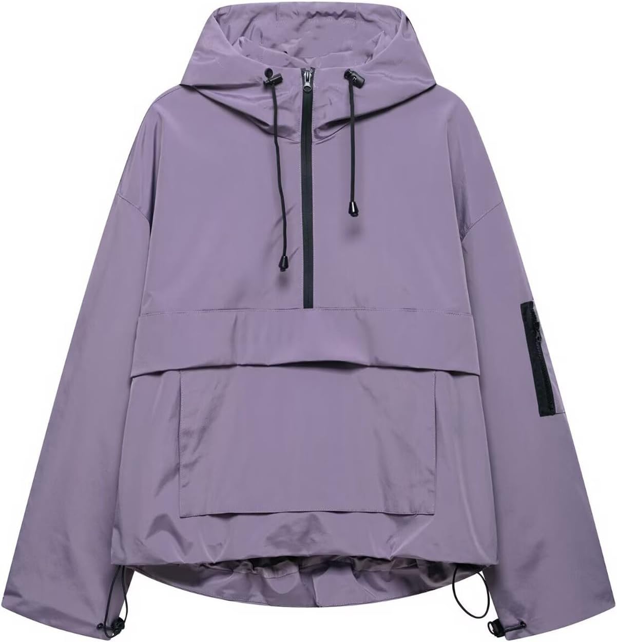 Perbai Women's Oversized Hooded Rain Jacket Lightweight Outdoor Hiking Moutain Windbreaker Pullover with Pockets