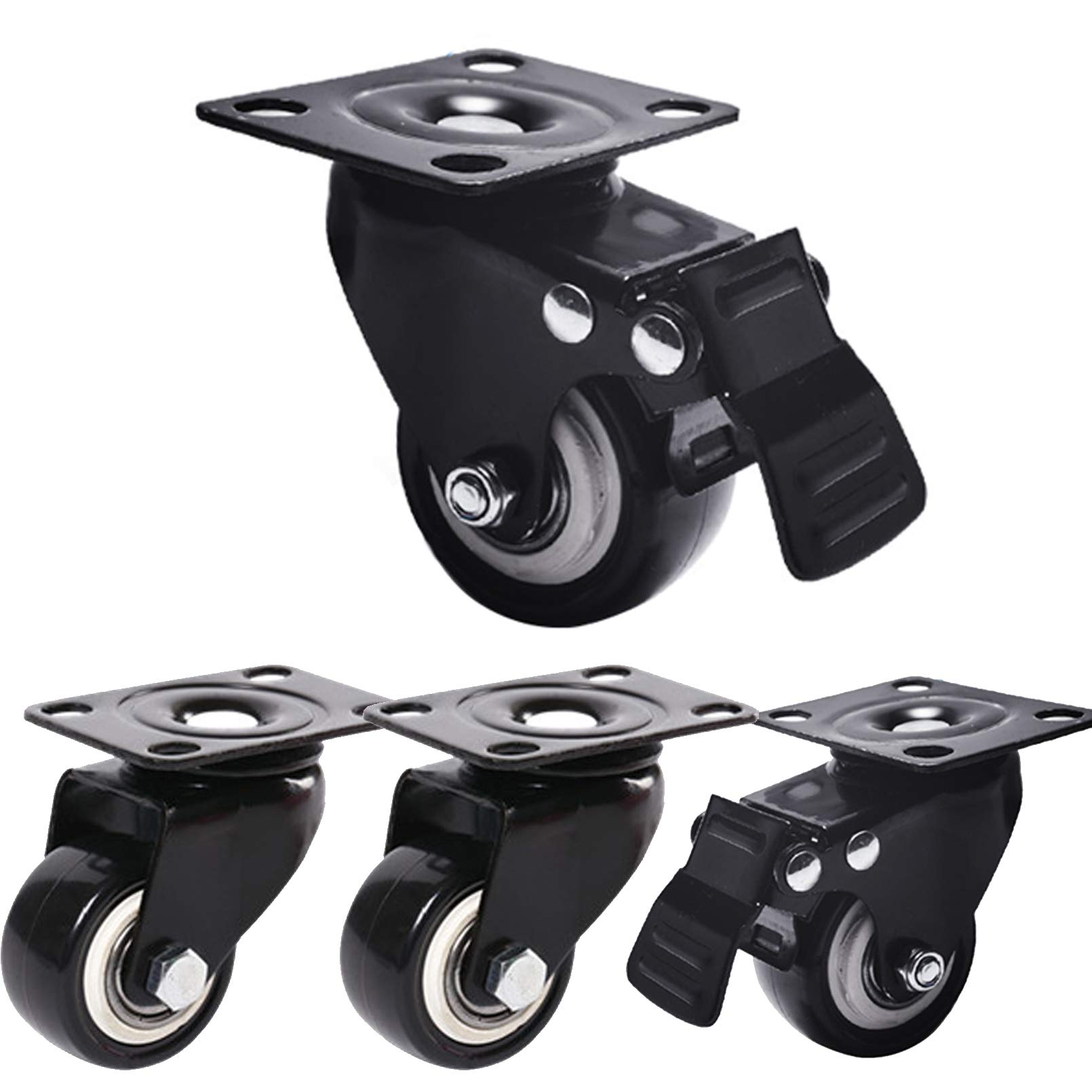 Roulettes pivotantes à 360 degrés double verrouillage roues silencieuses lot de 4