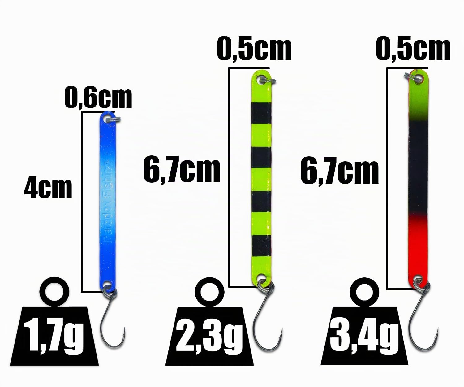 Paradox Fishing Forellen Stick Spoon Set I 5 Spoons 1,7g/2,3g/3,4g I Thunder Stick Forellenköder Set zum Forellen Angeln Forellenteig Forellen Köder - Spoons Forelle