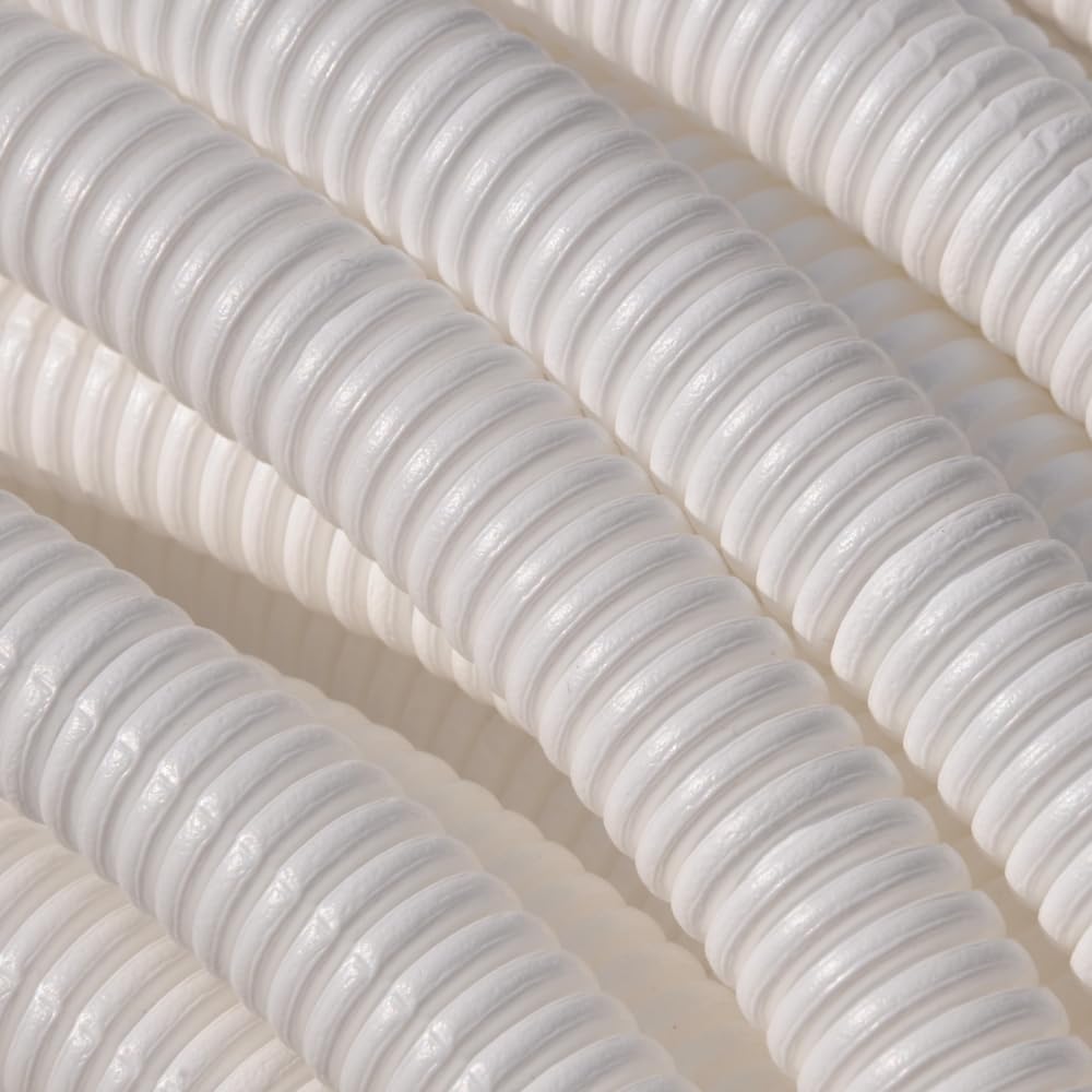 acquaverde | Tubo per Piscina con Manicotti, Galleggiante, Flessibile e Sezionabile, Ideale per Pulizia, Aspirazione, Skimmer e Pompe Filtranti - Bianco (12 metri, ø 38 mm)