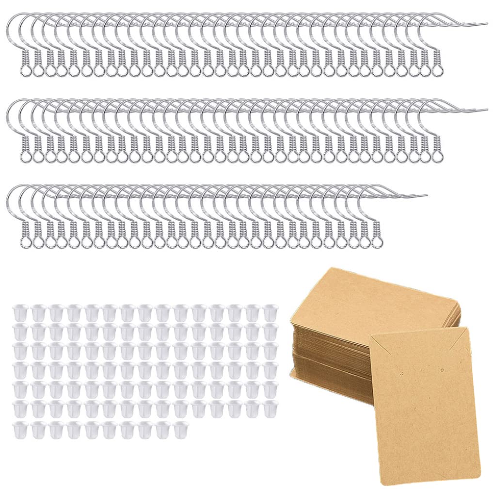 Tsawntd Earring Hook Set DIY Jewelry Making Kit with 925 Sterling Silver Ear Wires Rubber Earring Backs for DIY Jewellery Making 250PCS jewelry kit fish hook ear wires