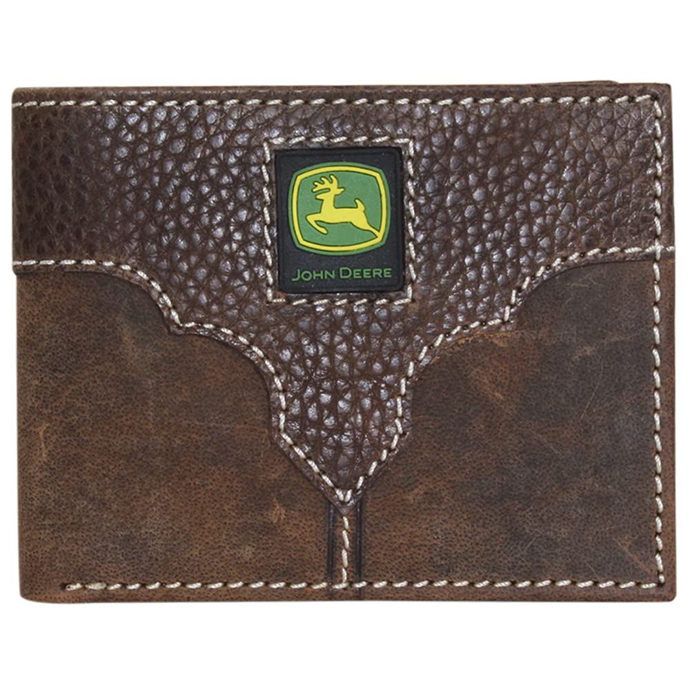 John DeereMen's Access Wallet Tan/Brown Bi-Fold Leather Passcase