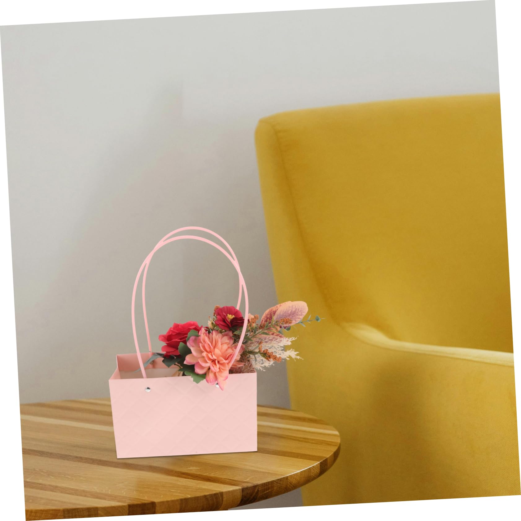 Zerodeko 10stücke Blumenstraußtüten Aus Kraftpapier Mit Griff Blumenverpackungshalter Geschenktüten Für Floristenbedarf Korb Abschlussfeier Hochzeitsgeschenk
