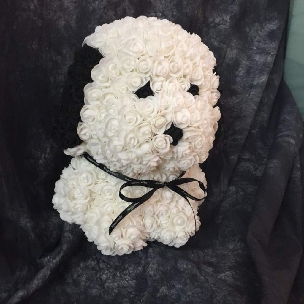 Forever Rose Dog 40 cm Forever Roses Artificial Flowers Dolls Novel Fashion Rose Dog Toy for Anniversary Birthday Valentines Wedding Mom Doll Gift (Colour: Pink) (White)