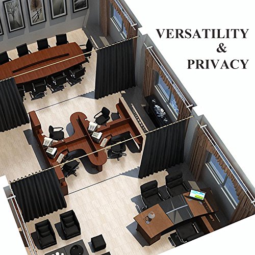Image of NICETOWN Closet Door Curtain, Room Dividers Panel Screens Partitions, Wide Width Grommet Top Modern Privacy Heavy Room Divider, Commercial Room Dividers (1 PCs, 8ft Tall x 15ft Wide, Black)
