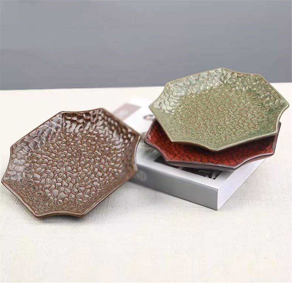 podstawka pod doniczkę na rośliny, ośmiokątna, do wnętrz i na zewnątrz, ceramiczne podstawki pod kwiaty, 6,4 cala (czerwona)