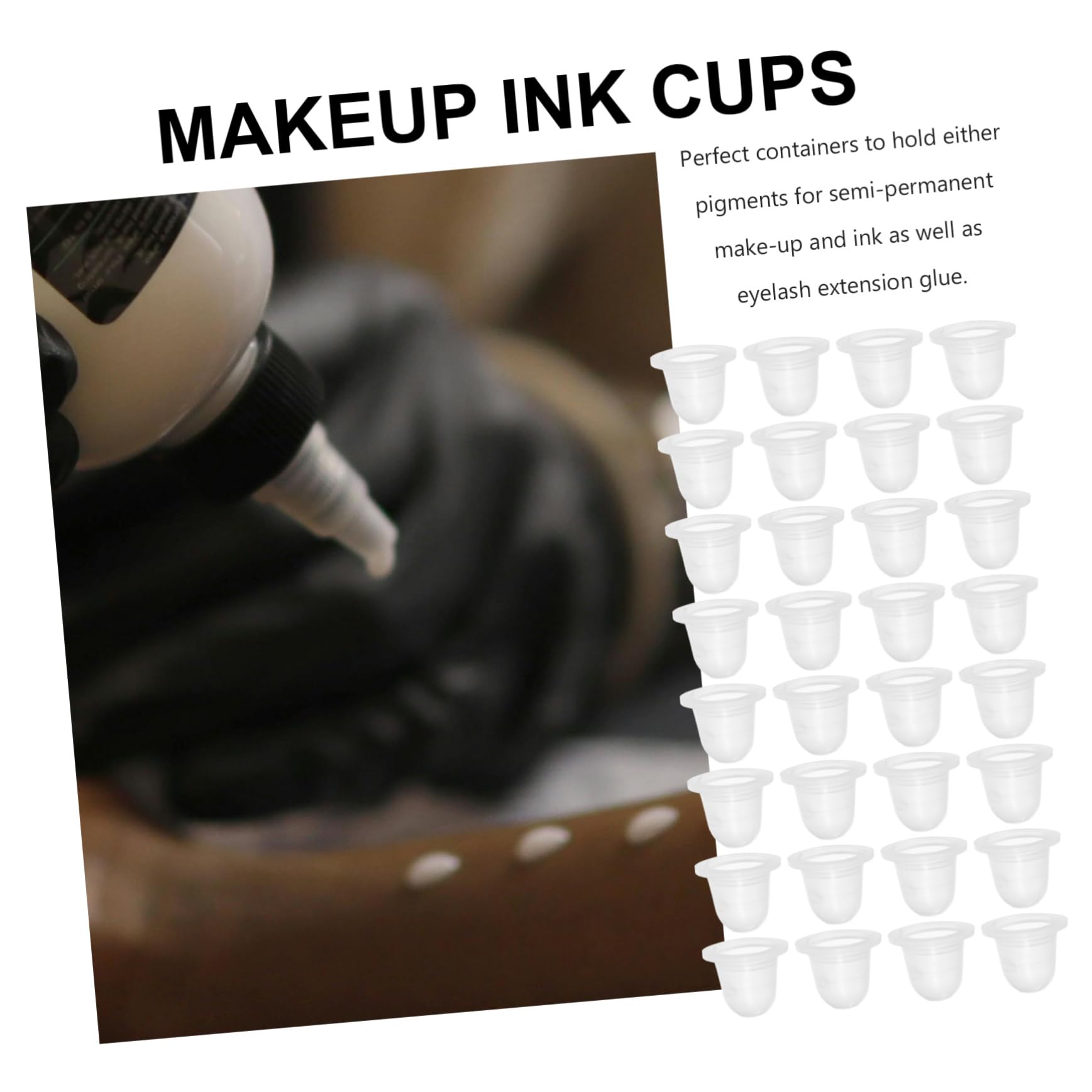 FRCOLOR 800pièces Cupules Silicone u Pour Encre Pour Tatouage Et Maquillage Permanent Utilisation Recyclable