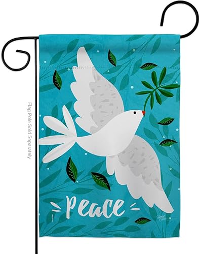 Breeze Decor G120097-BO 13 x 18.5 in. Want Peace Garden Flag with Sweet Life Earth Double-Sided Decorative Vertical House Banner Yard Gift