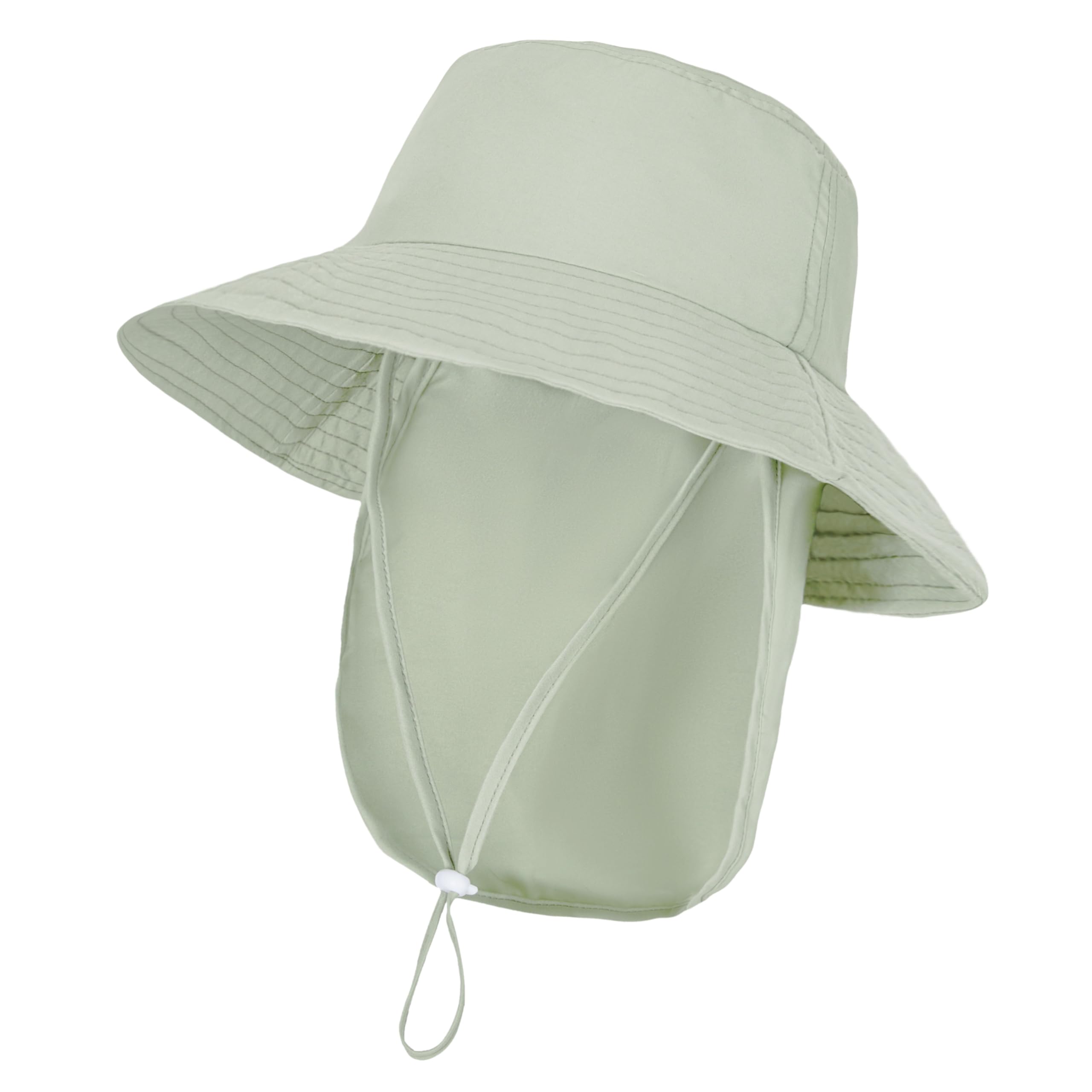 Baby Sun Hat Toddler Bucket Hats with Removable Neck Flap for Boys Girls Kids with Wide Brim Summer Beach UPF 50+ Sage Green 0-6 Months