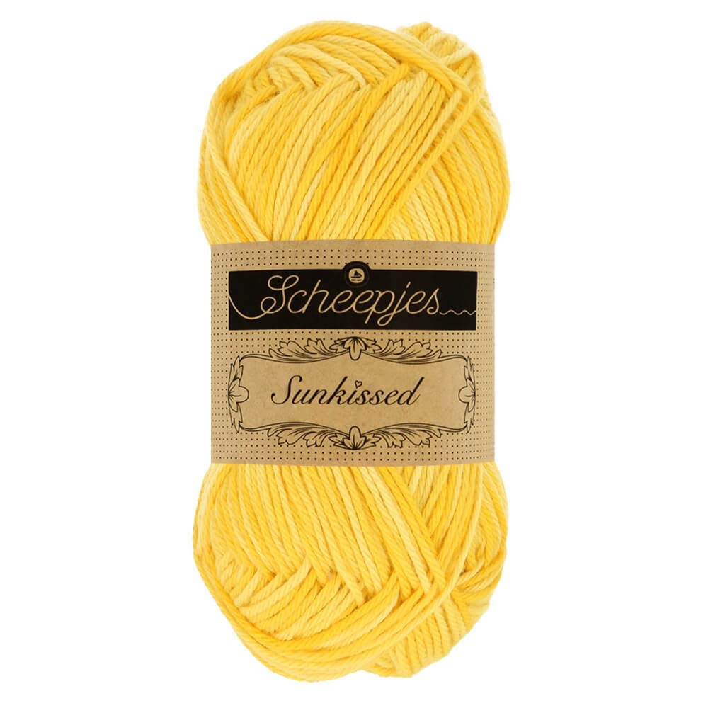 Scheepjes - Scheepjes Sunkissed 018 Beach Hut Blue Yarn - 10x50g, 015 Noonday Sun