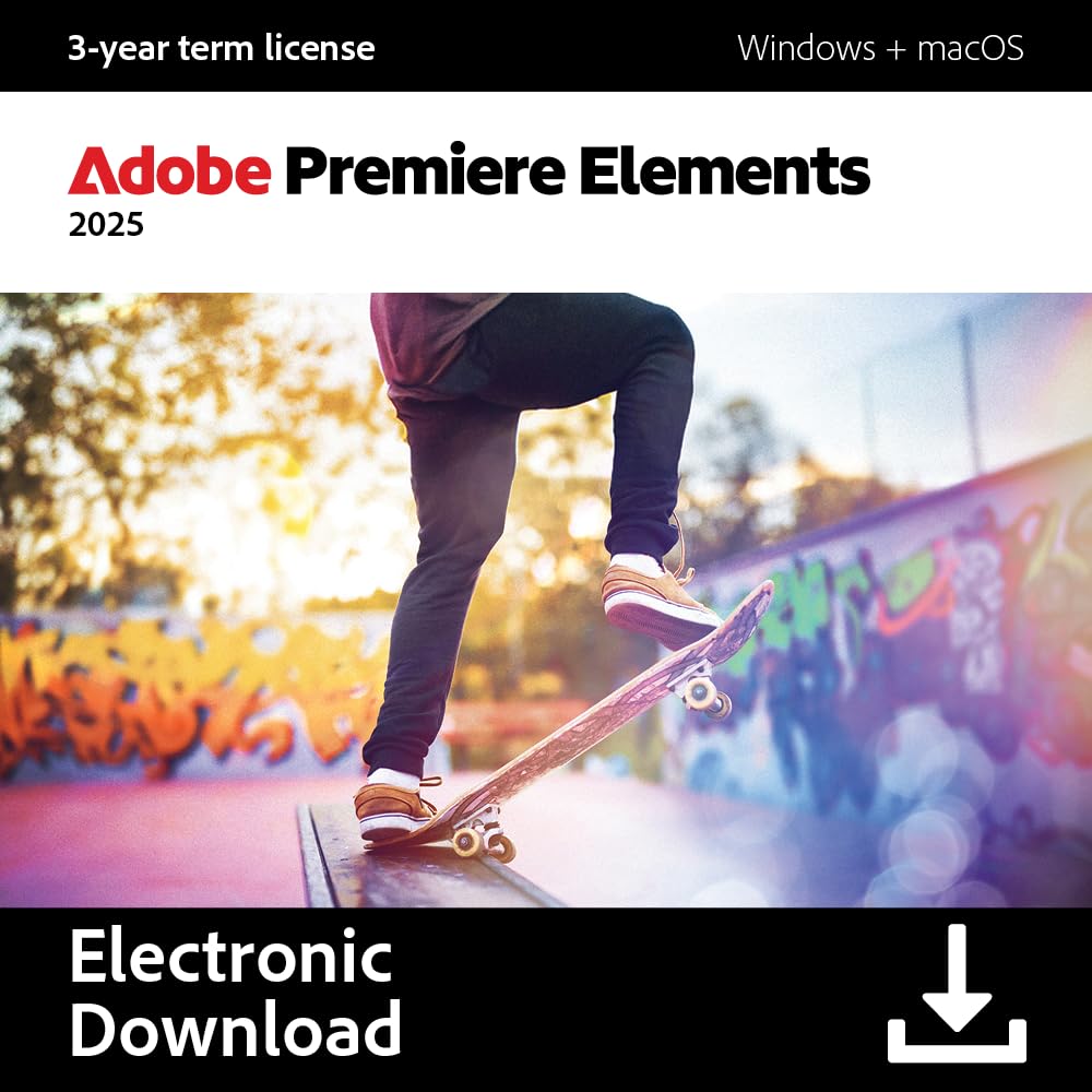 Adobe Premiere Elements 2025 | 3-year term licence |1 Device|1 User|PC/MAC|Digital Download