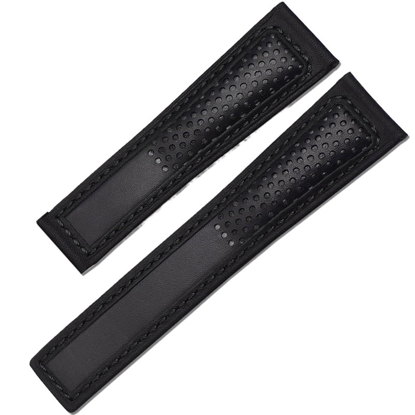 Bracelet montre cuir véritable 22mm boucle pliante finition luxe - 8