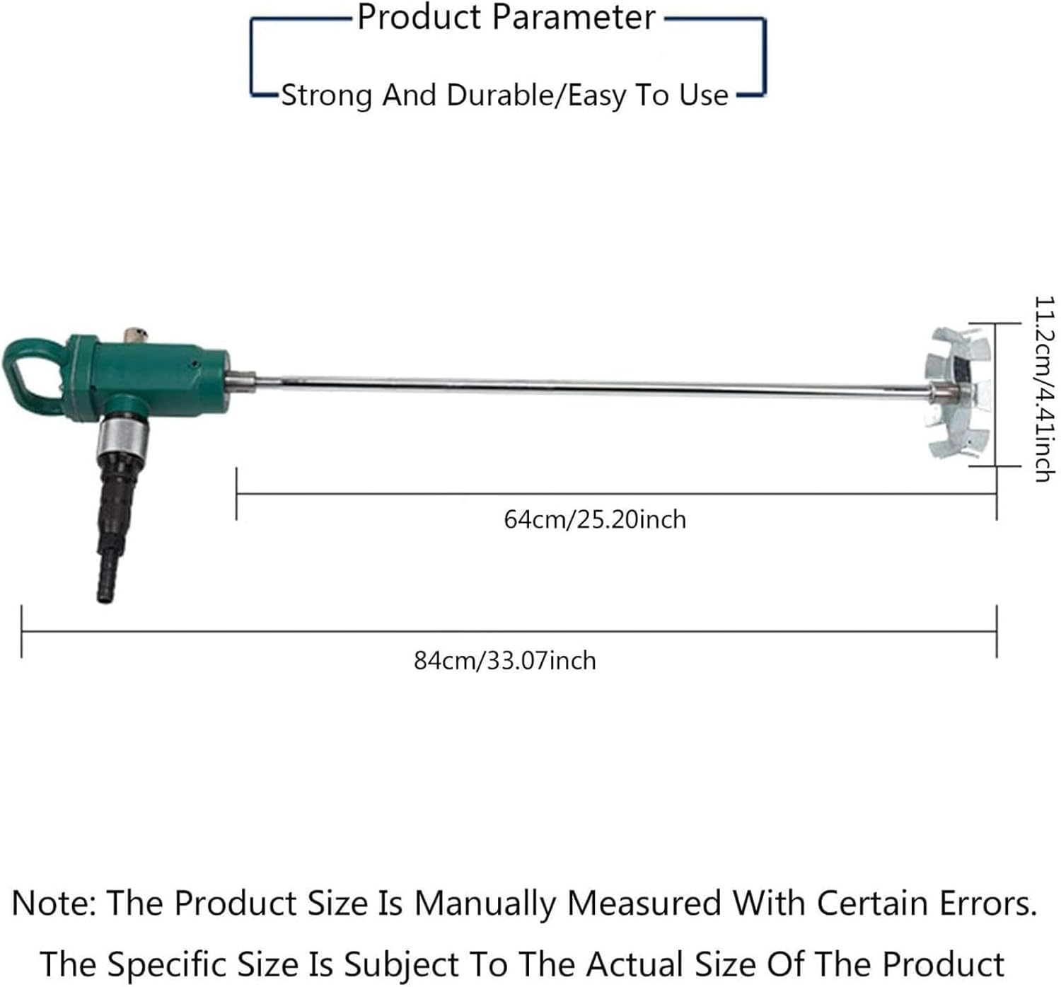 Handheld Pneumatic Agitator, Rod Length 645mm, Working Pressure 6-8kg, Aluminum Alloy Air Stirrer with Stepless Speed Regulation, for Paints, Dyes, Cosmetics, Inks