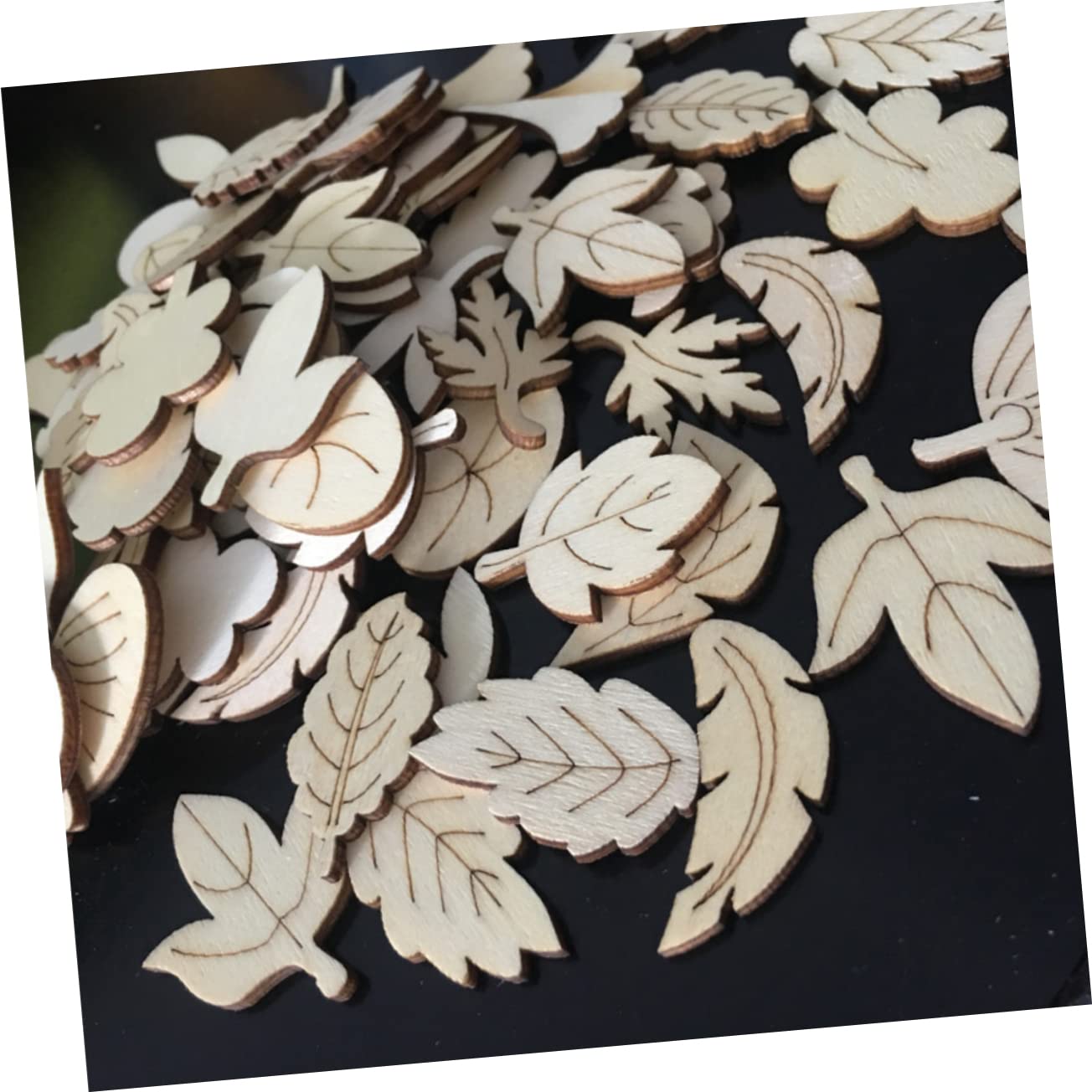 DOITOOL 3 Series Rodajas De Madera En Forma De Hoja Largo Suministros Fiesta Decoración Rústica Para Decoración Del Hogar Materiales Rebanadas Artesanía Elaboración Bambú 150 Piezas X 3