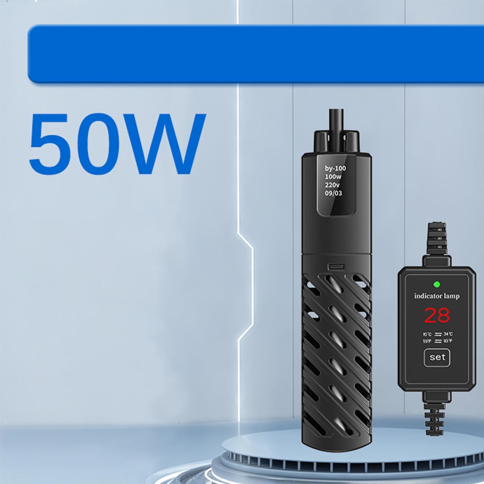 Calentador de Acuario Varilla de Calefacción Electrónica Pantalla Digital Control de Temperatura Protección Automática Adecuado para de Tortug, 50 W