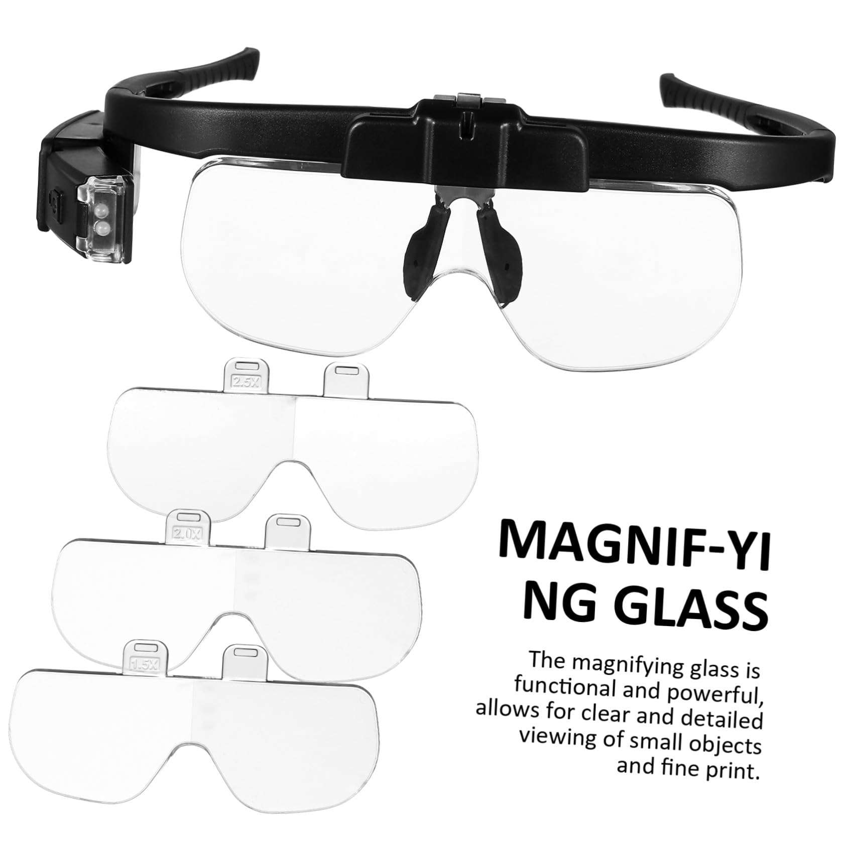 Cabilock Gafas con y Luz LED Recargable Manos Libres para Trabajo Preciso y Lectura Diseño Tipo Gafas para Manualidades y Uso Diario