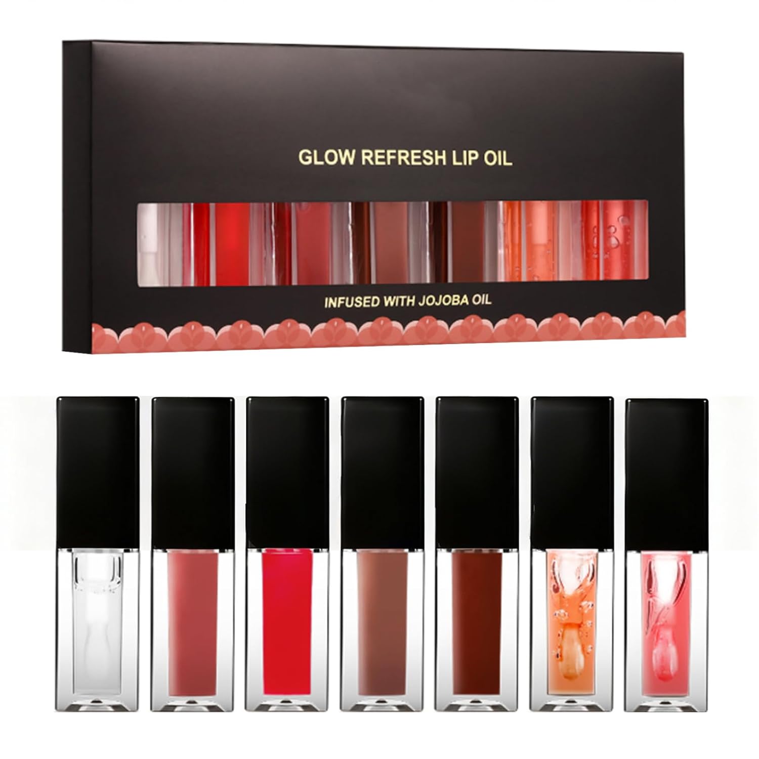 ACSUSS 6ml*7 Lip Oil Set, Glossy Coat for Day-Long Brilliance, Soft Plump Effect, Sheer Color for Lip Color Boosting Mixed-color One Size