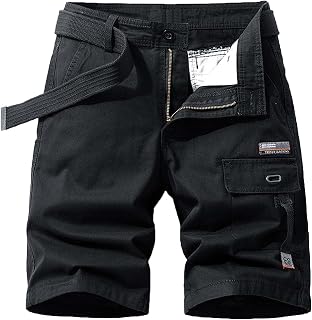 Shorts for Men Casual Summer Cotton Solid Cargo Shorts Outdoor Fashion Multi Pockets Athletic Gym Beach Shorts