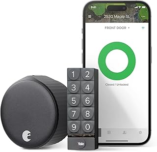 Matte Black Wi-Fi Smart Lock and Smart Keypad, Keyless Door Lock for Front Entry Door, Great for Guests and Vacation Rentals, AUG-SL05-KY1-G05