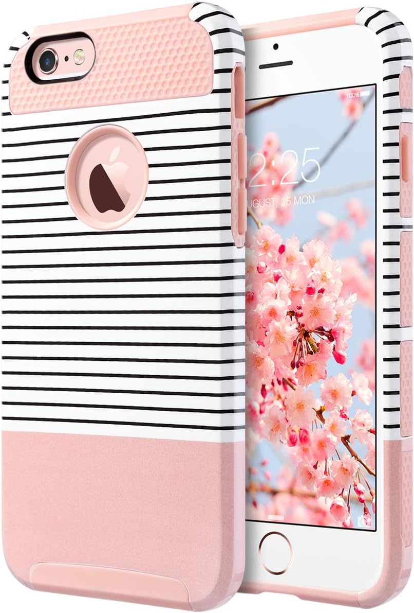 ULAK iPhone 6 Plus Case, iPhone 6S Plus Case, Slim Dual Layer Protection Scratch Resistant Hard Back Cover Shockproof TPU Bumper Case for Apple iPhone 6/6S Plus 5.5 inch-Minimal Rose Gold