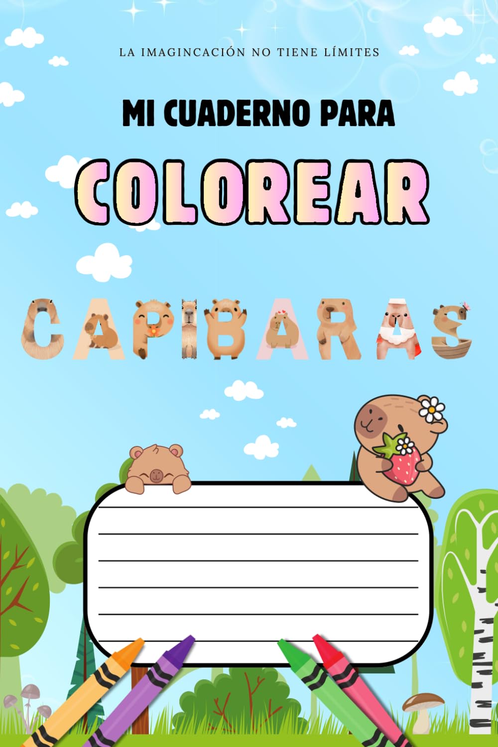 Mi cuaderno para colorear Capibaras: Libro kawaii con 25 dibujos bonitos y relajantes | Trazos gruesos | Para disfrutar sin prisas