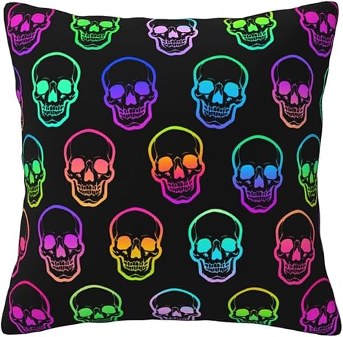 Miniatura 7 de Aimeryup Fundas de almohada decorativas de 12 x 12 pulgadas, diseño de calaveras humanas brillantes, fundas de cojín decorativas para sala, fundas