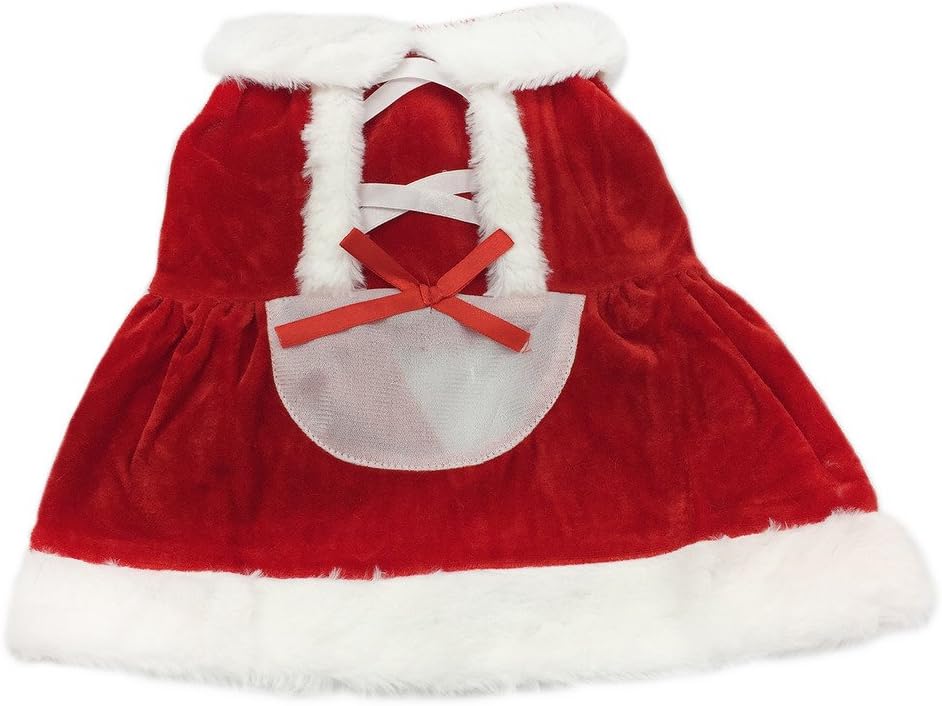 Christmas Cosplay Pet Hoodies Costumes Apparel for Winter for Cat Small Dog Puppy Red Dress L