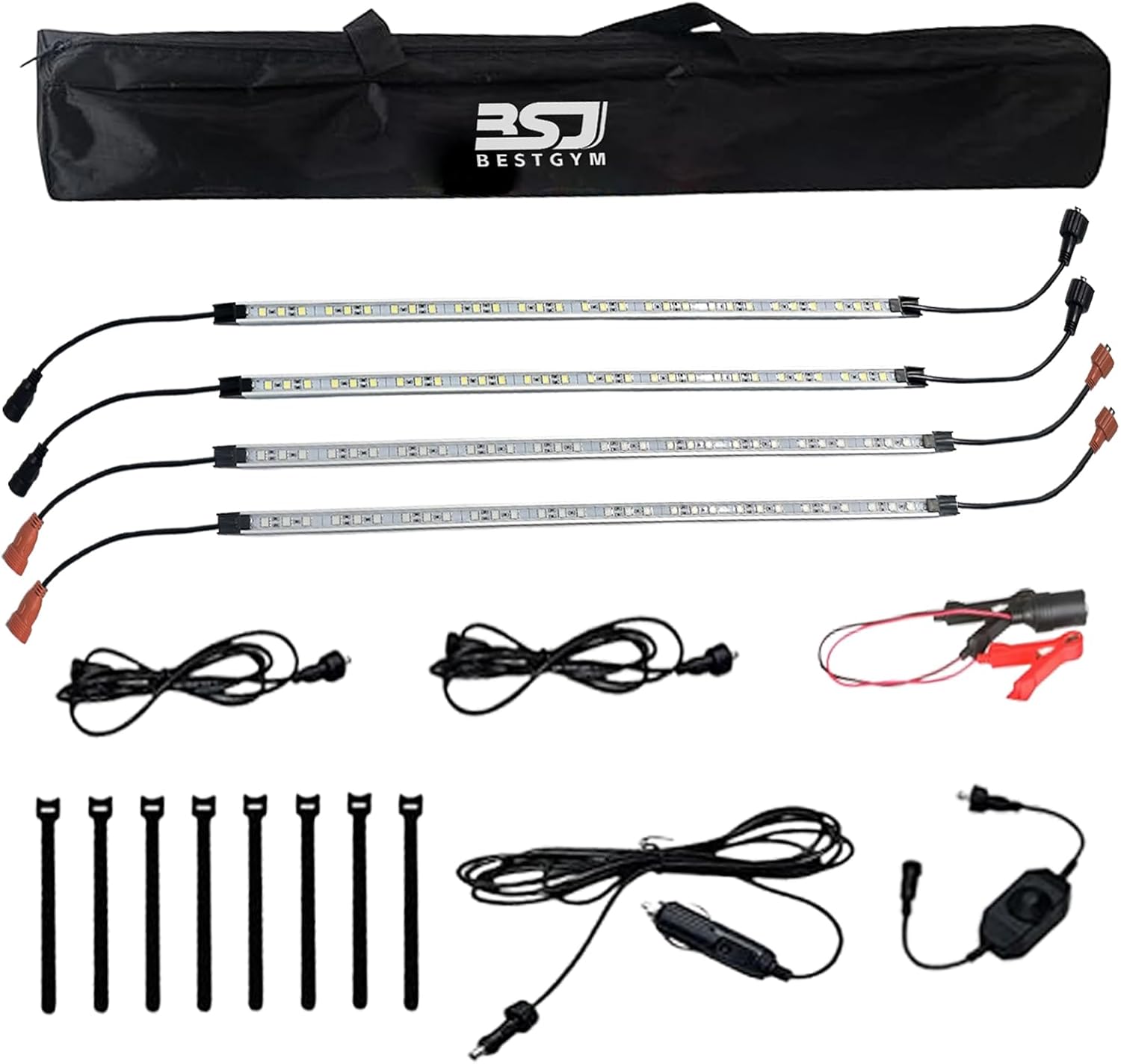 12V LED Interior Light Aluminum Rigid String Lights with Dimmer Switch Waterproof Light Strip (4pcs-Amber+White)