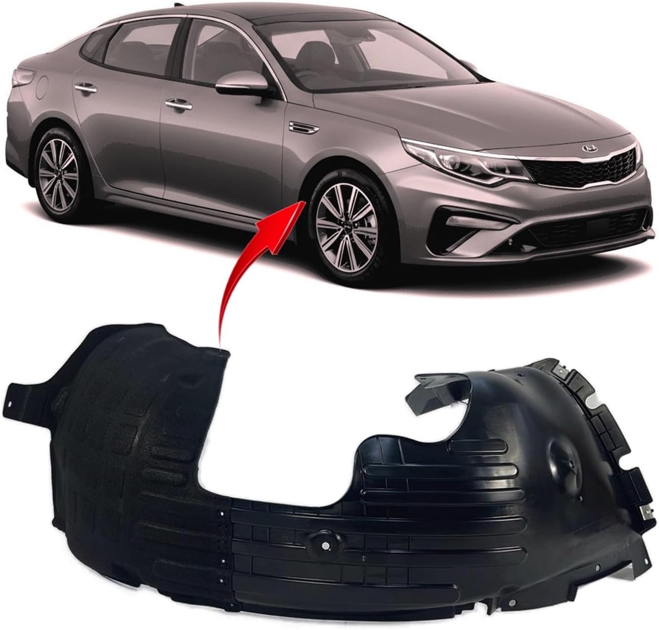 FitParts Compatible With Front Right Passenger Side Fender Liner Kia Optima 2019-2020 Sedan. New, Plastic & Ready to Install. KI1249158 86812D5500