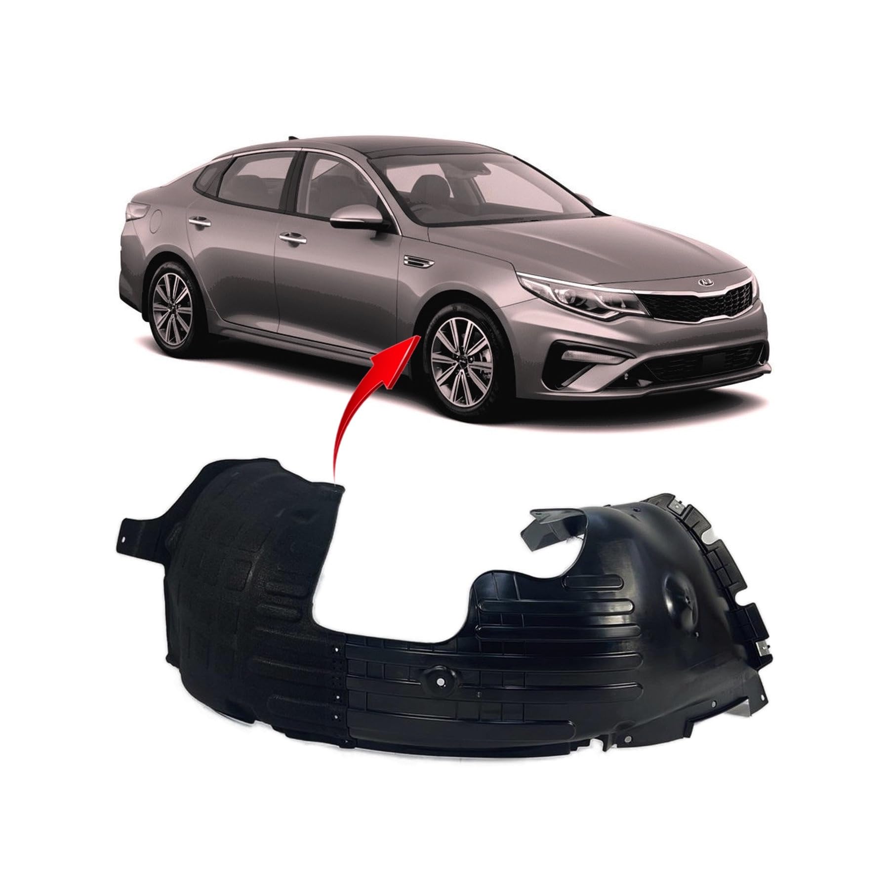 FitParts Compatible With Front Right Passenger Side Fender Liner Kia Optima 2019-2020 Sedan. New, Plastic & Ready to Install. KI1249158 86812D5500