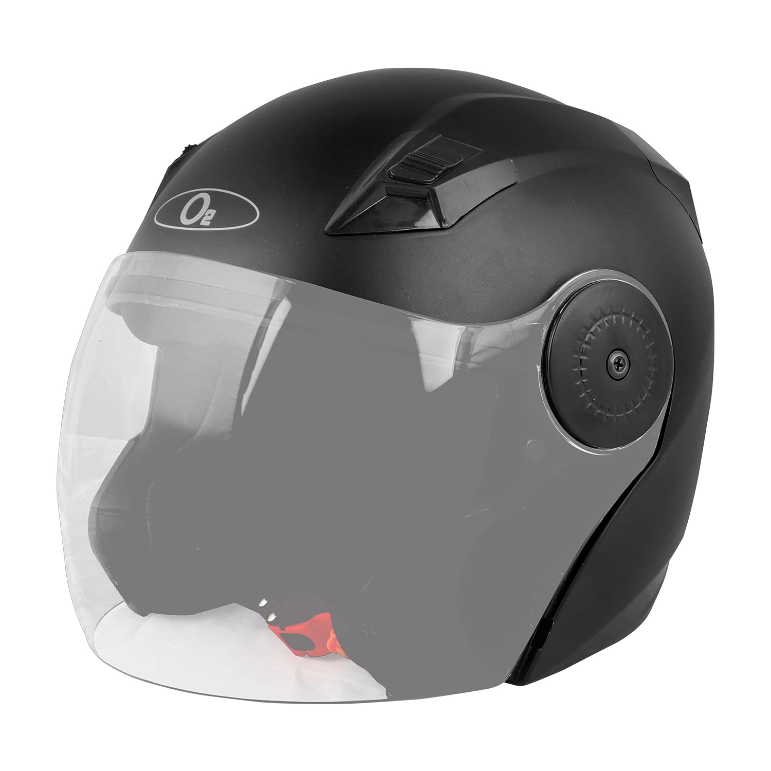 O2 Prox Open Face Helmet with Clear Scratch Resistant Visor & Adjustable Strap Head Protector for Bike Motorcycle Unisex Scooty Men Girl Women Riding (2G, Black, M)
