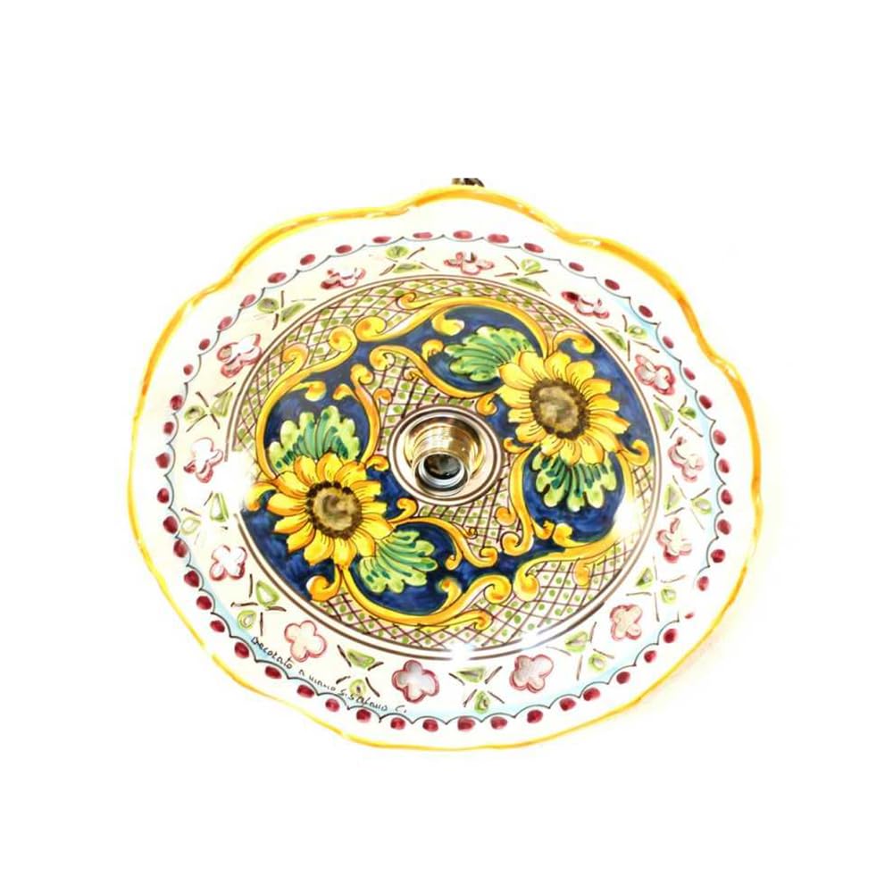 Generico Lampadario a sospensione in ceramica siciliana artigianale con catena per cucina, sala da pranzo Candida-40