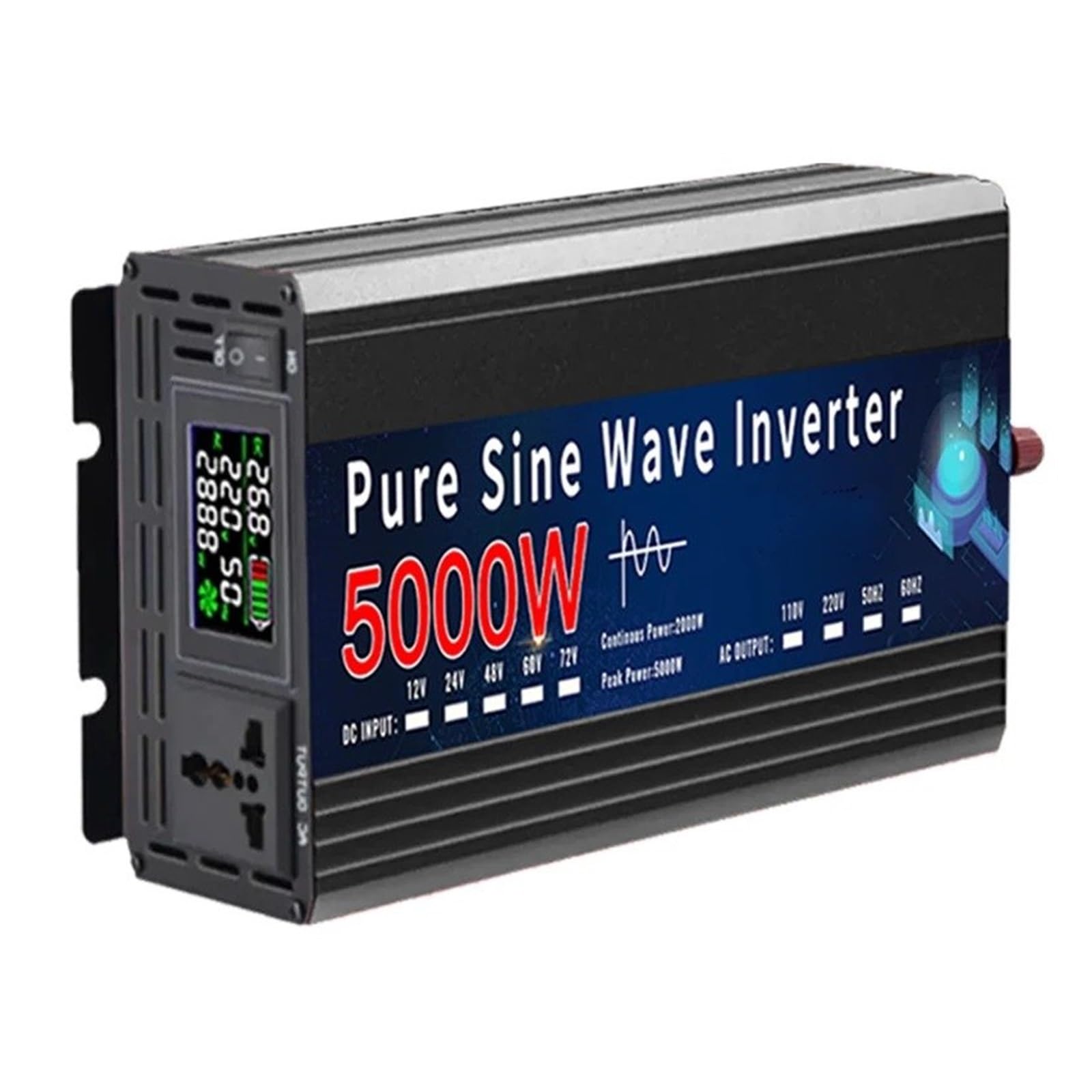 Invertitore Potenza Inverter Solare Per Auto 2000W 4000W 5000W A Onda Sinusoidale Pura 12V 220V 110V CC A CA 50Hz 60Hz Convertitore Tensione Alimentazione Inverter(12V,220V 60HZ,2200W Uni)