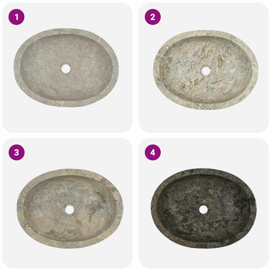 Lavabo grigio marmo, 53 x 40 x 15 cm, lavello da appoggio con foro di scarico, salvaspazio e facile da pulire, per bagno, bagno degli ospiti, ristrutturazione e attrezzature sanitarie