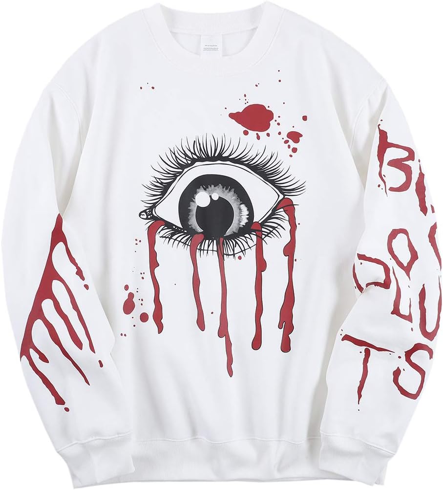 Arnodefrance Eye of God Sweatshirts Dark Graffiti Hip Hop Rapper Hoodie Crewneck Cotton Long Sleeve Pullover
