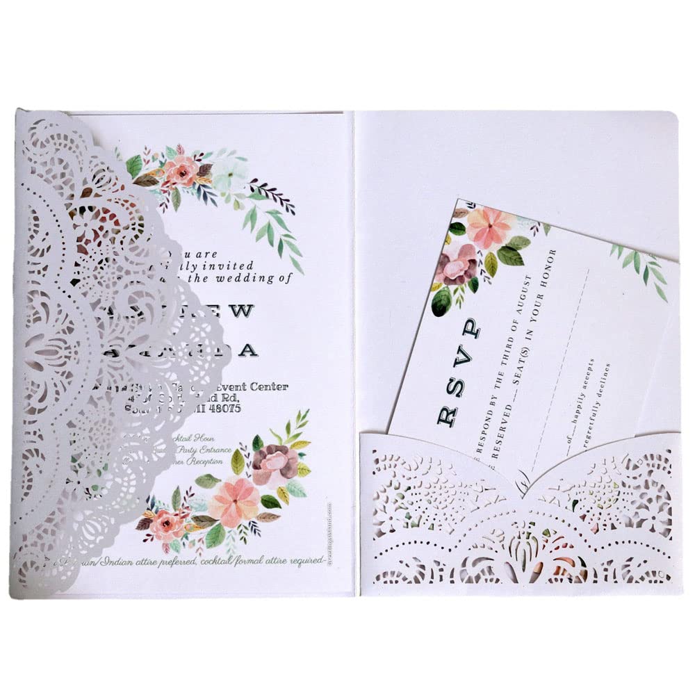 Pochettes d'invitation laser contre les faire-part froissés lot de 50 ivoire
