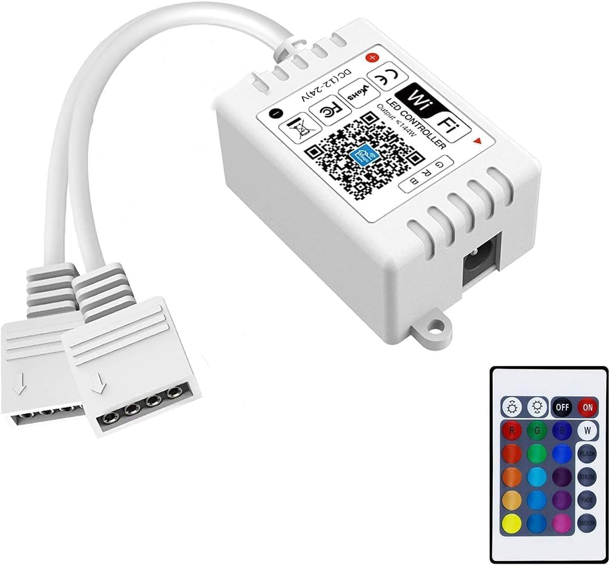 iNextStation Smart RGB WiFi LED Controller 4-Pin Output Compatible with Alexa/Google Home Assistant/IFTTT Android/iOS for SMD 3535 5050 2835 Color Changing LED Strip Lights (2-Port) WiFi Controller 2-Port