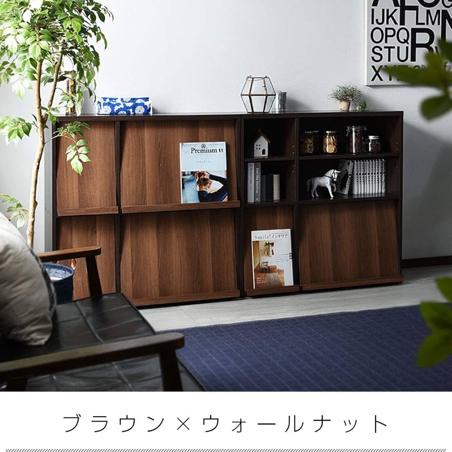 Amazon｜ワイエムワールド 本棚 扉付き 大容量 スリム 2個セット 木製