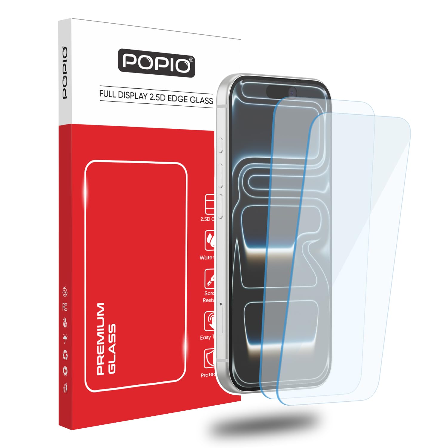 POPIO Borderless Military-Grade Gorilla Tempered Glass for iPhone 16 Pro (Transparent) Case Friendly Full Screen Coverage with Installation Kit, Pack of 2