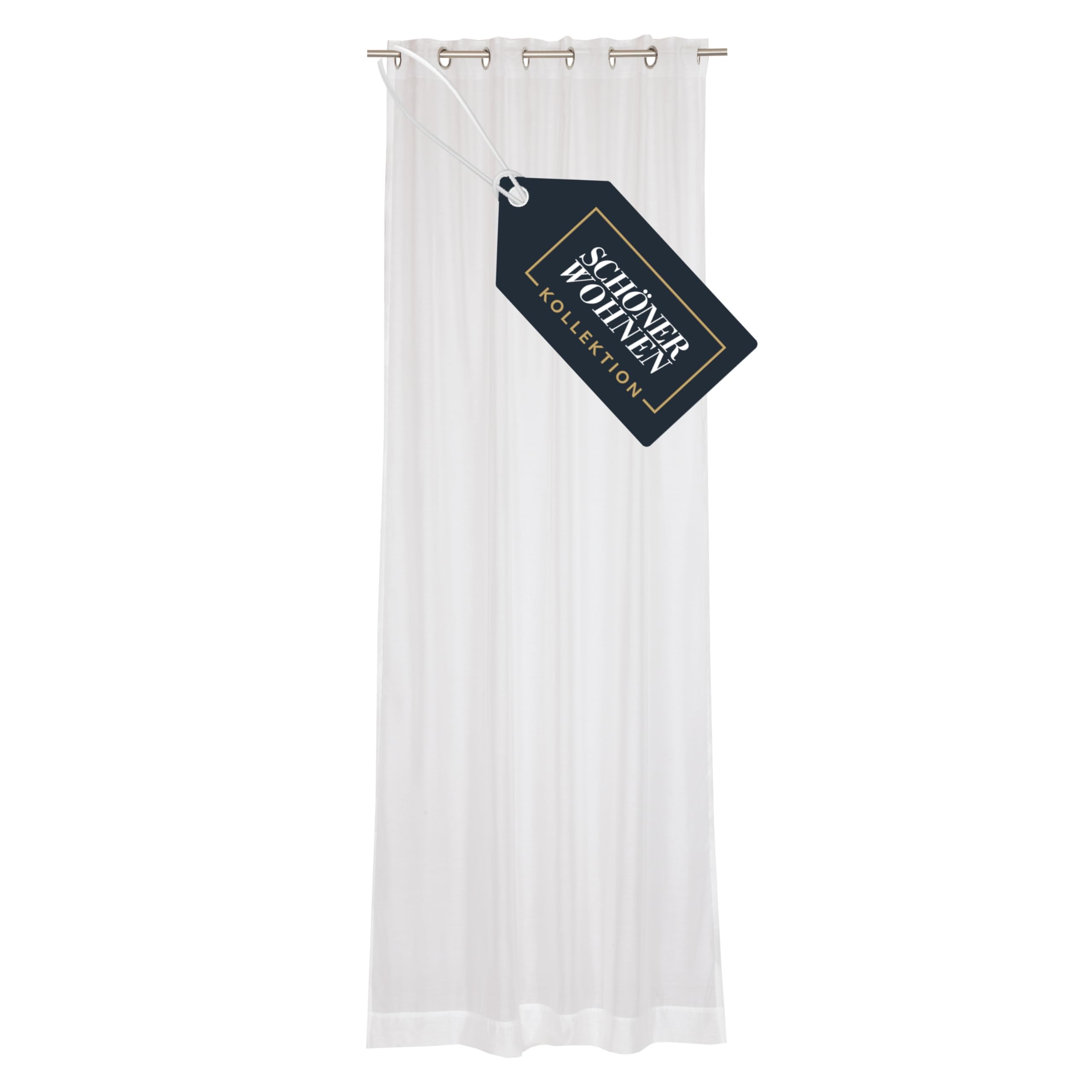 SCHÖNER WOHNEN Ösenvorhang Weiß/Creme halbtransparent - Gardinenschal 140x250 mit Ösen - Durchsichtige Gardine für Wohnzimmer & Schlafzimmer - Vorhang modern, lichtdurchlässig, Öko-Tex