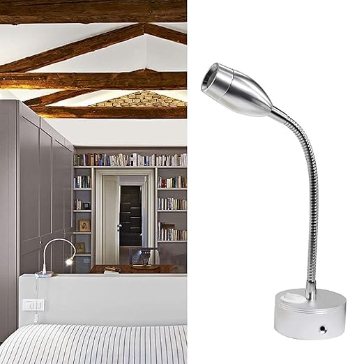 ubersweet Imported Reading Light 12V Led Reading Light 140LM RV Bedside Dual Mode Lamp T Control 360 Rotatable Head Flexible Hose for Studying Reading Wor Camping_152263