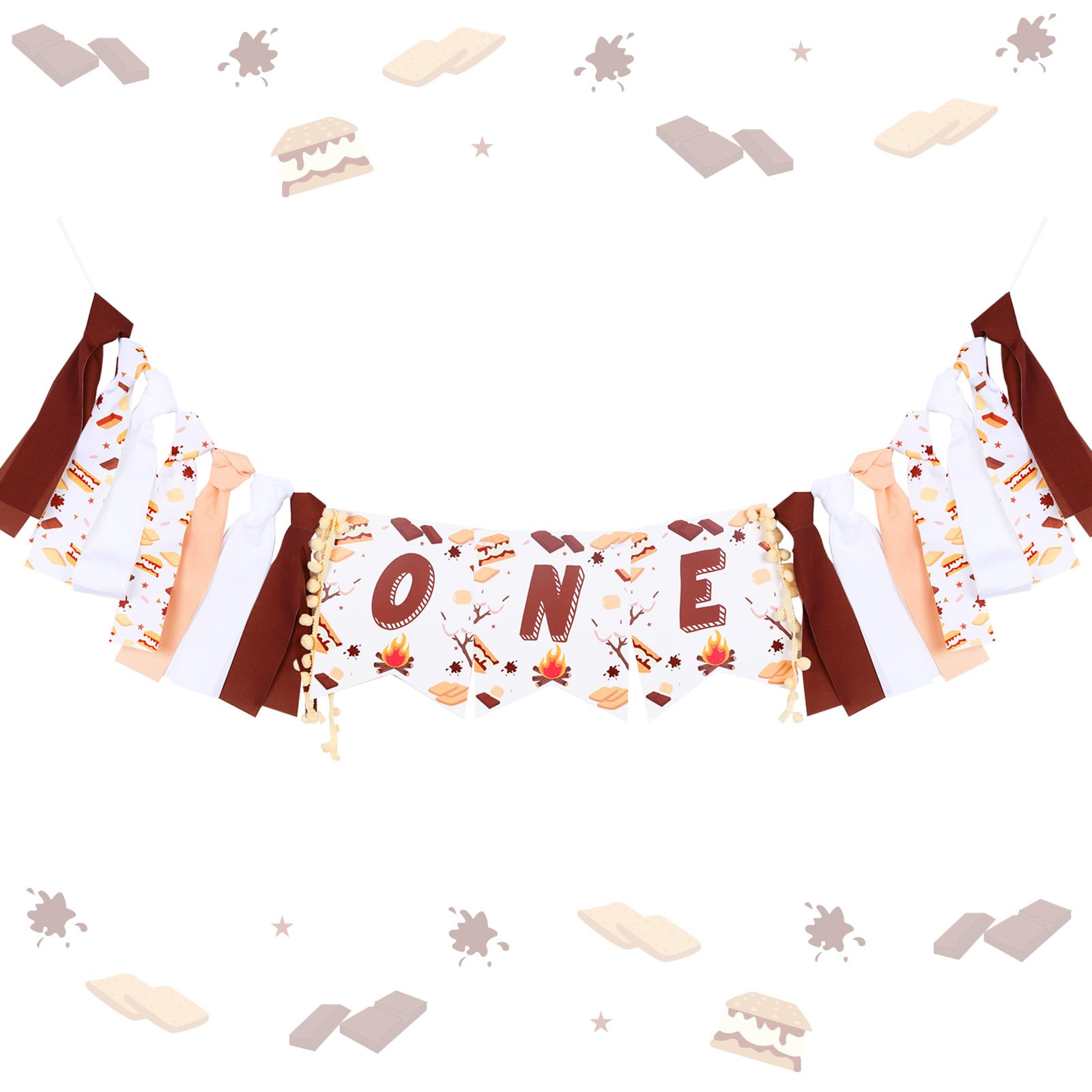 Smore Fun To Be One Birthday Decorations for Boys Girls S’Mores One Highchair Banner Smore Bonfire Camping 1st Birthday Decors Campfire Camper First 1