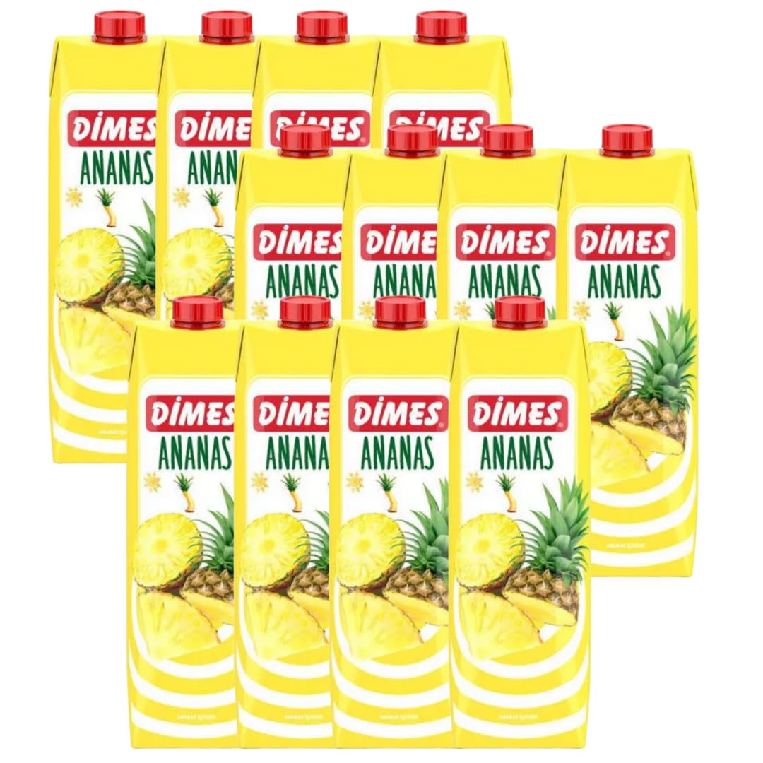DIMES Ananas-Fruchtsaftgetränk – 1 L Flasche | Mindestens 40 % Fruchtanteil 12 ER