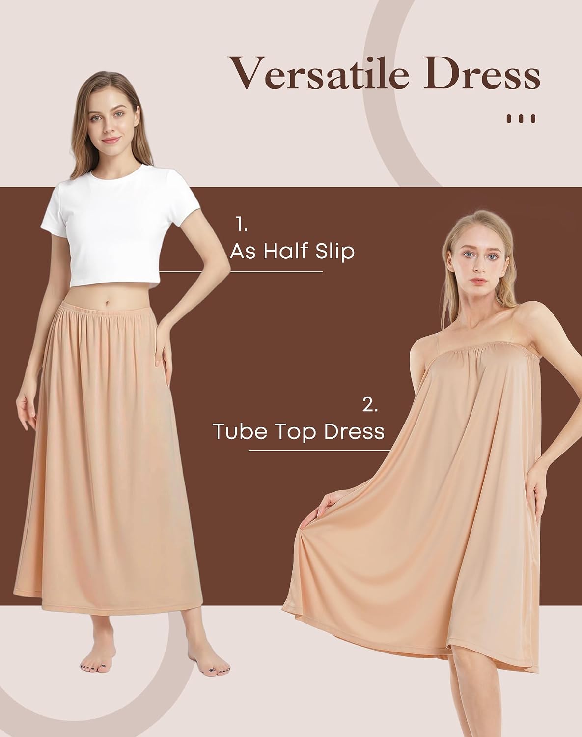 Women's Full Slips Tube Top Dress Strapless Slip for Under Dresses Sleeveless Underdress