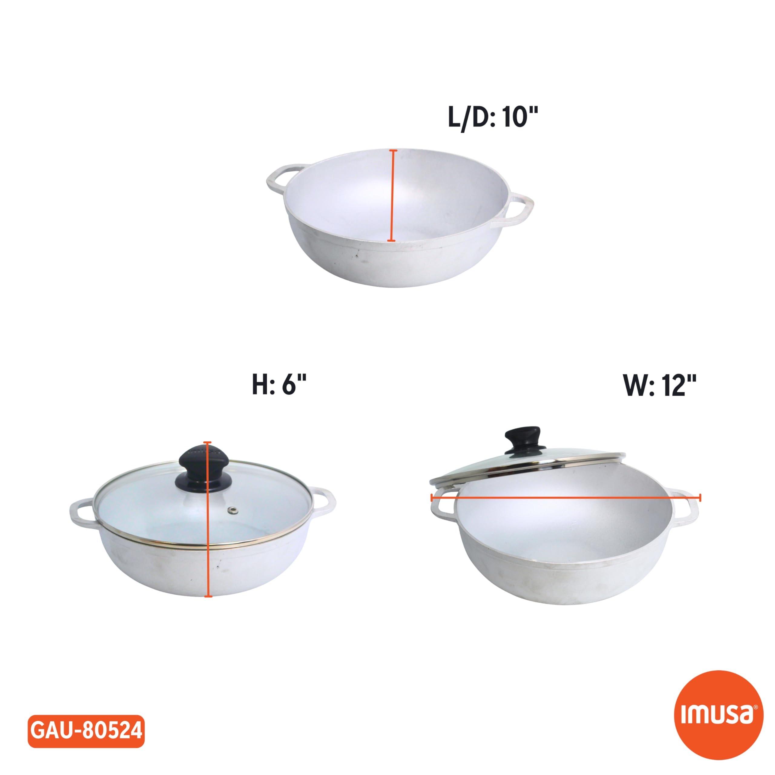 IMUSA Caldero básico de 3.7 cuartos con tapa de cristal, 24 cm
